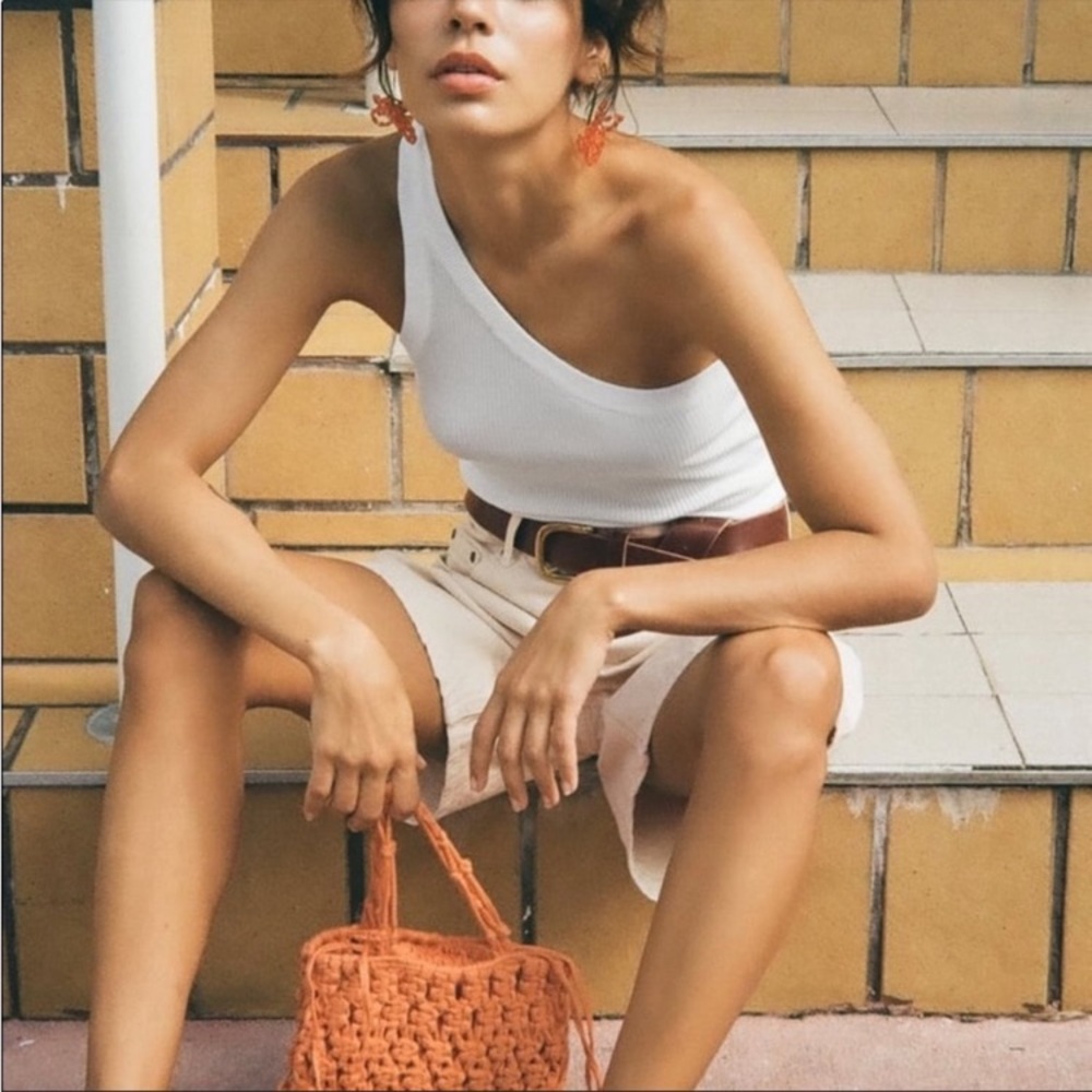 Zara Asymmetric Knit One Shoulder Tank Top